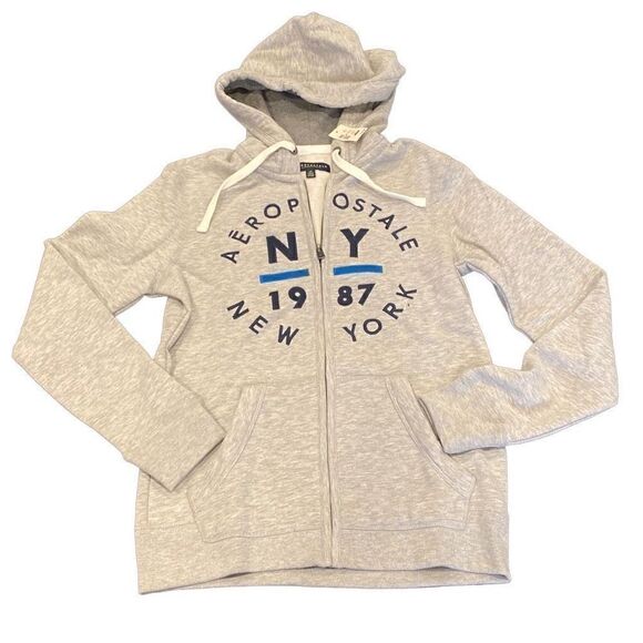 Aeropostale Front Zip Hooded Jacket Grey Unisex Size Small NWT SEE MEASUREMENTS - Picture 1 of 5